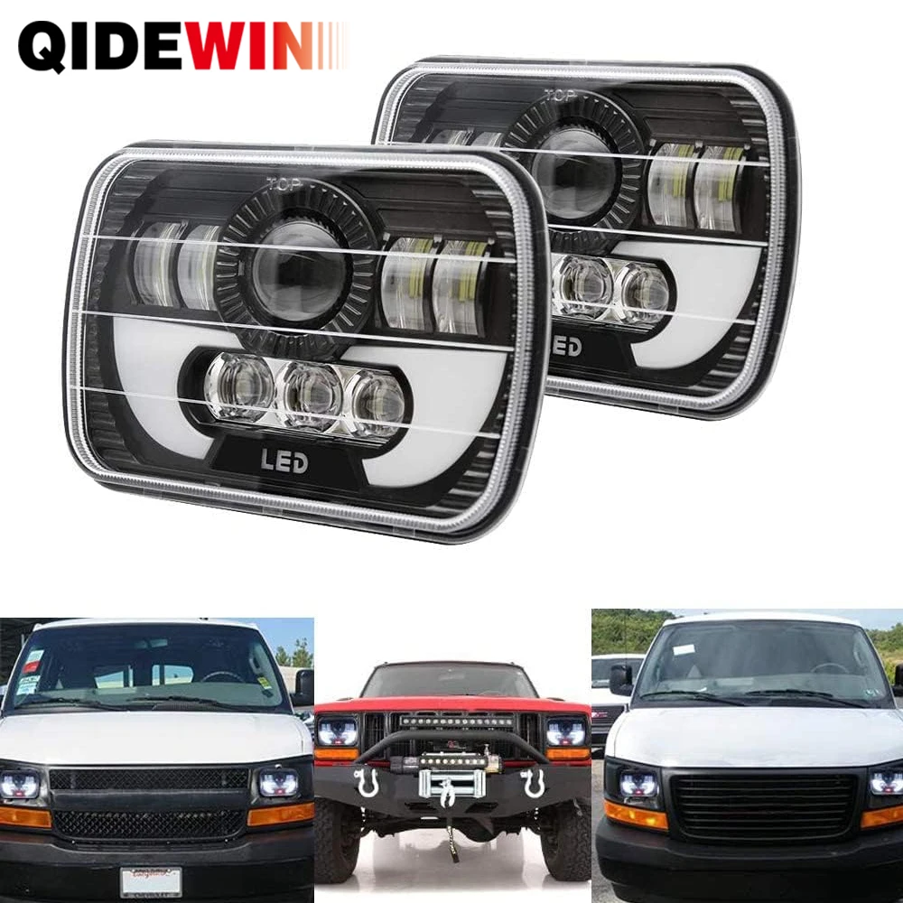 7x6'' 5X7 Inch LED Headlight Square Hi-Lo Beam Halo For Jeep Cherokee XJ Wrangler YJ Off-road Truck Motorcycle LED Headlight