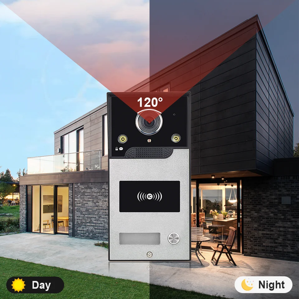 4 wire Smart Home Tuya Wifi 1080P Video Intercom 7'' Color Touch Screen Private Residences Security System RFIC Card