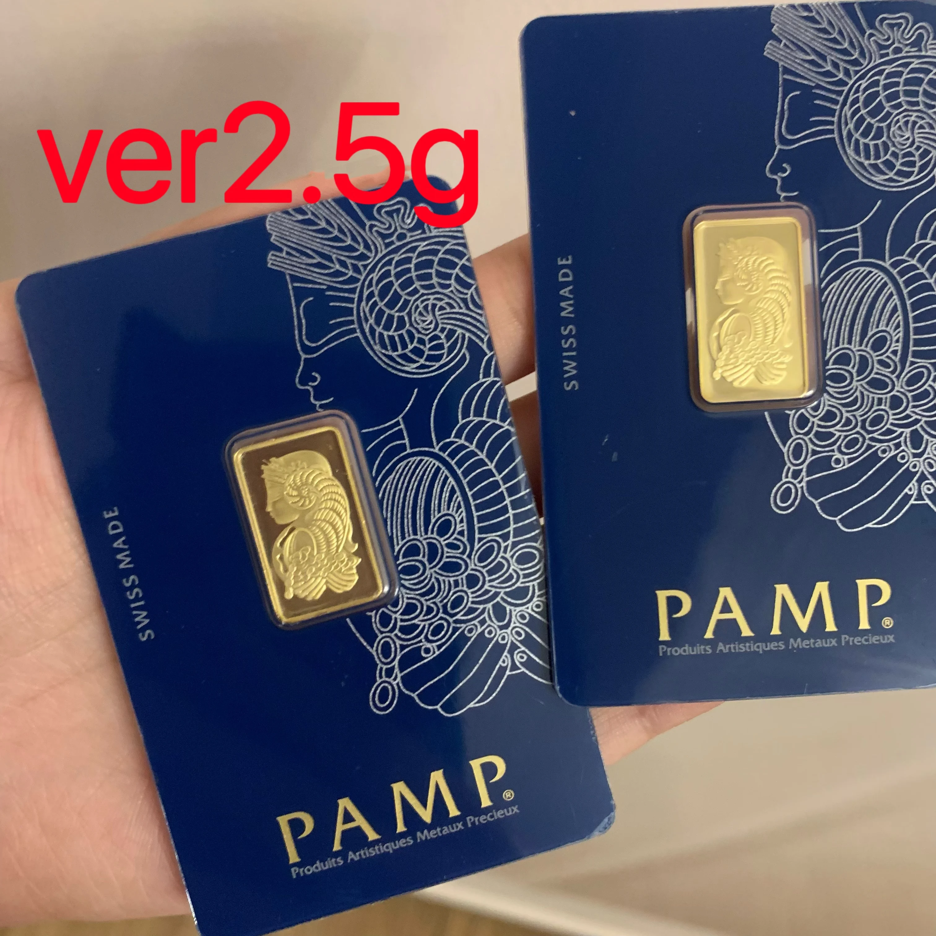 

5pcs 2.5g5g10g15.5g20g1oz50g100g GoldBarCopper alloy Serial numbers Non-magnetic PAMP Swiss Wealth commemorative collection gift