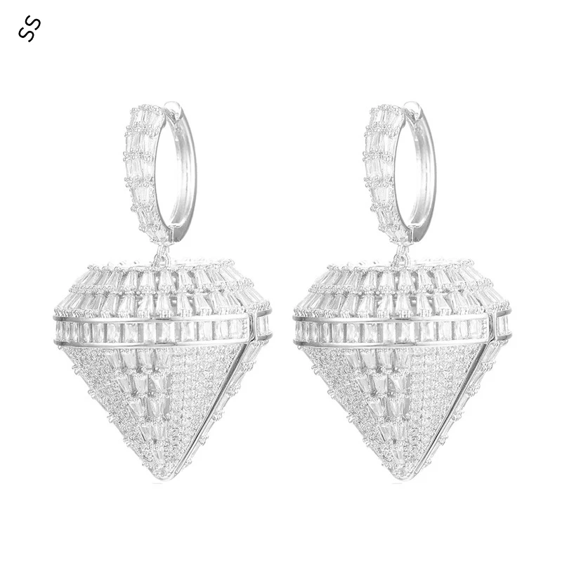 

Micro-inset Zircon Stereo Earrings for Female Fashion Ear-pendant White Colored Gemstone Fashion Luxury Ornaments Accessories