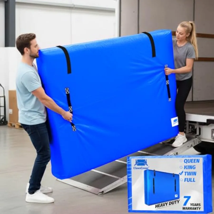 

Mattress Bags for Moving and Storage, Size, with Adjustable Adhesive Straps, 8 Handles, Strong Zipper, Heavy Duty and Waterproo