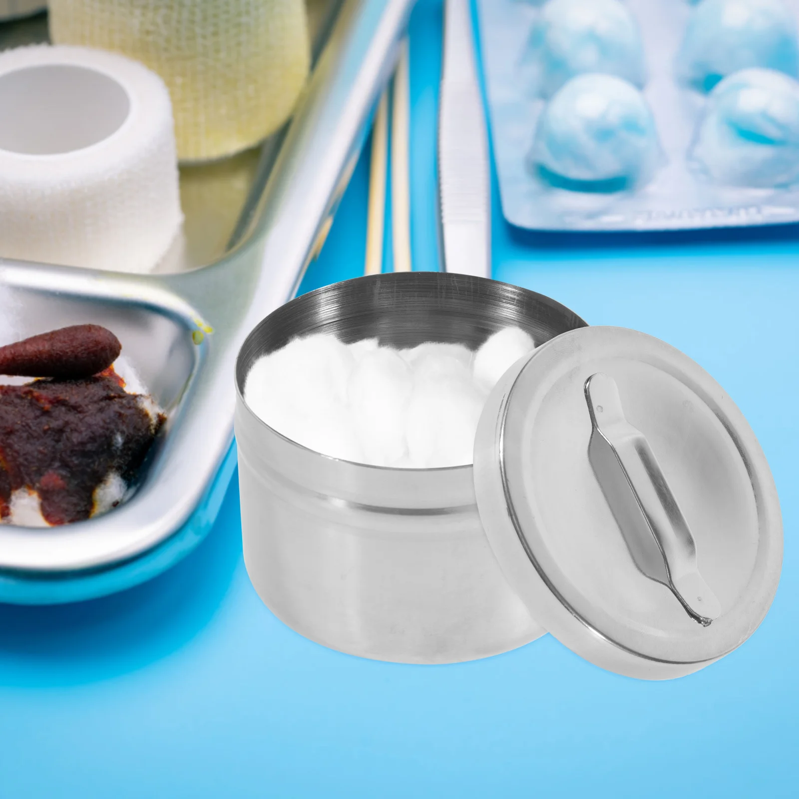 

Stainless Steel Alcohol Storage Jar Container Large Capacity Leak-Proof Lid For Cotton Balls Alcohol Liquids Laboratory Supplies