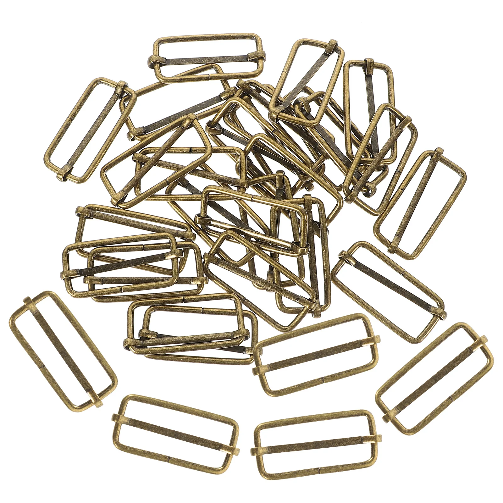 100pcs Japanese Bronze Roller Pin Buckles Slide Square Metal Strap Adjuster For Handbag Backpack Luggage Harness Collar