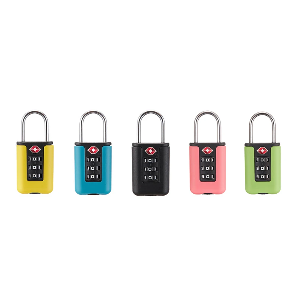 Senha Changeable Combination Lock, Código Aduaneiro de Bloqueio para Bagagem de Viagem, Black Lock, Contraste Design Cadeado, 3 Dígitos