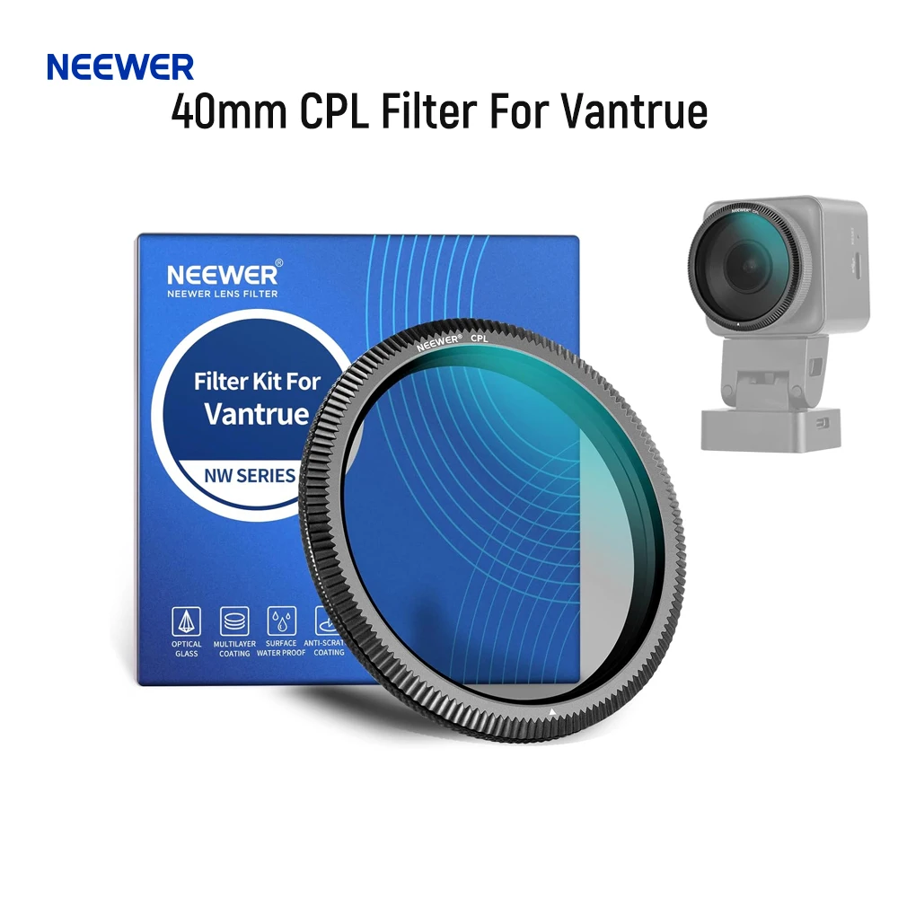 NEEWER 40mm CPL Filter For Vantrue N4 Pro N5 E1Pro E1 E2 E3 E1Lite S1 Pro N2X Dash Cam, Ultra Slim Circular Polarizing Filter