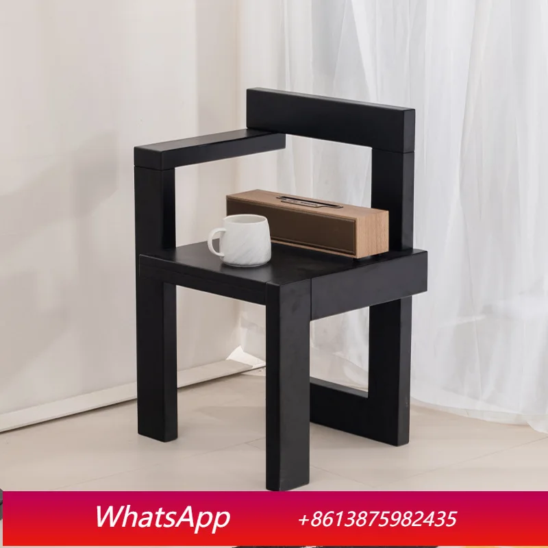 LTT solid wood dining chair medieval simple building block chair household desk armrest leisure chair