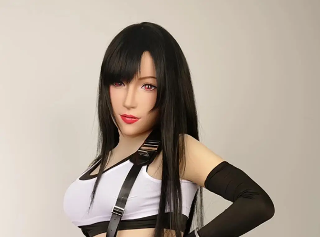(Tifa) Kigurumi Crossdress Silicone Full Head Cosplay Female Mask Speical Makeup Drag Queen