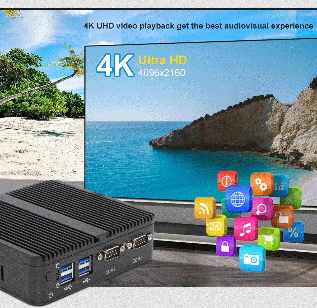 J4125 J4105 كمبيوتر مكتبي مدمج Ops 12V Ubuntu Office Oem بدون مروحة Rs232 Micro Windows10 Mini Pc