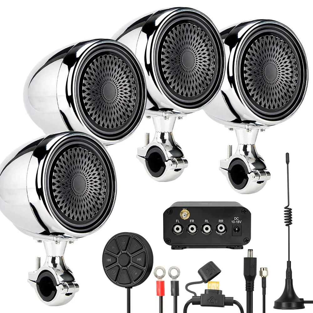 Motorcycle UTV high-power Bluetooth audio beach bike ATV 1000W 4-channel 6.0 EQ IP66 waterproof