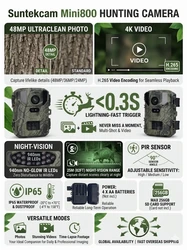 48MP Outdoor HD4K Infrared Low Glow Action Camera Mini Trail Game Night Vision IP66 Waterproof for Hunting And Wildlife Trap