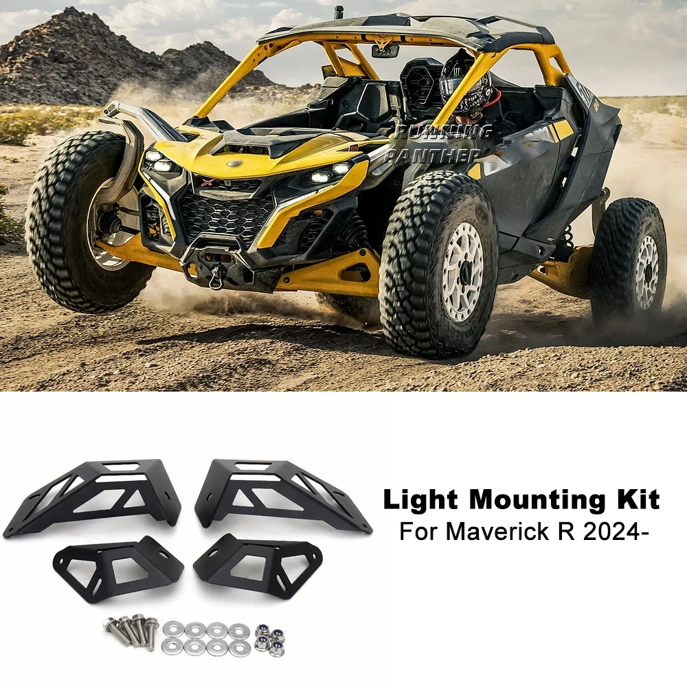 Montageset Beugel Metalen koplamp Zwart Nieuw voor Can-Am Maverick R 2024 Voor CAN AM MAVERICK R UTV Laag en hoog positief licht