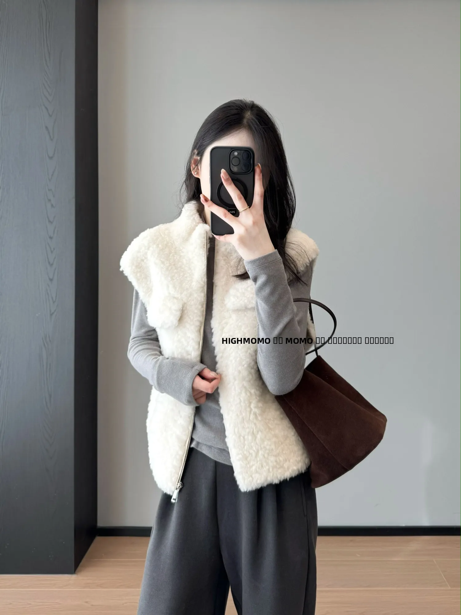 

Sli Woolen Vest 00% Wool Stand Collar Lazy Slimming Faionable Women's Autumn Winter New Arrival Commute Sle Zipper P...