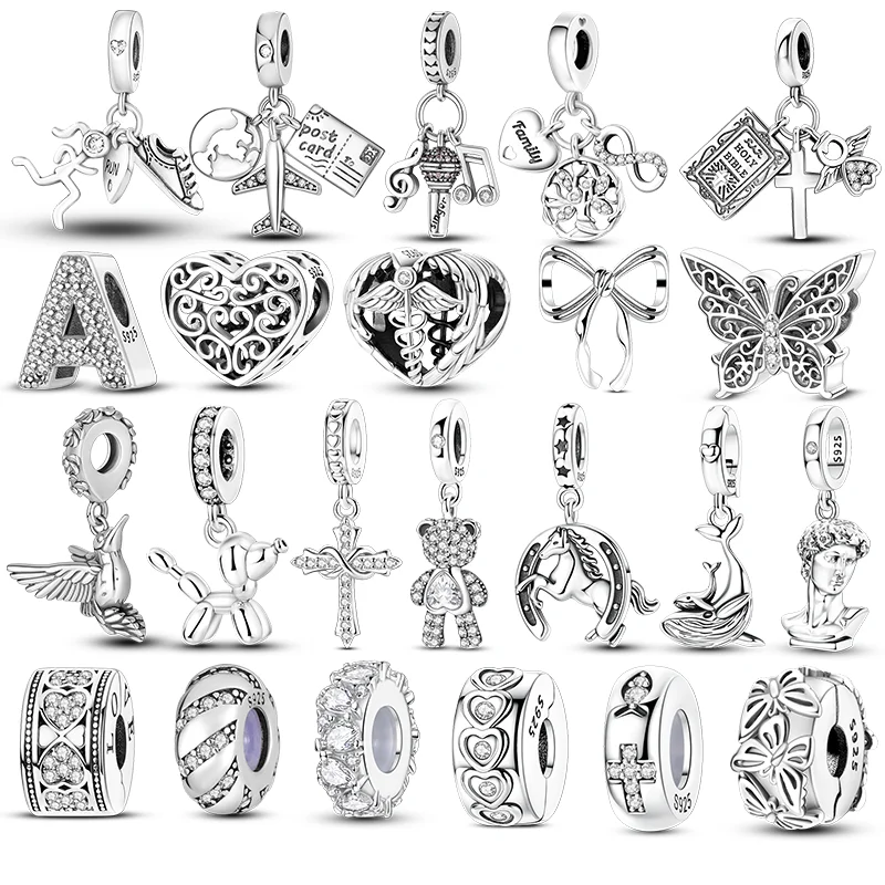 Hot Sale 925 Sterling Silver Charms Beads Sports Running Shoes Airplane Passport Dangle Fit Original Bracelet Women Jewelry Gift