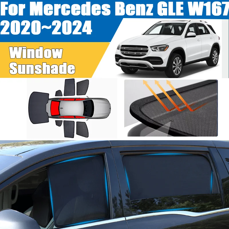 

Car Mesh Sunshade For Mercedes Benz GLE W167 2020 2021 2022 2023 2024 MK4 Heat Insulation Net Mesh UV Protection Car Accessories