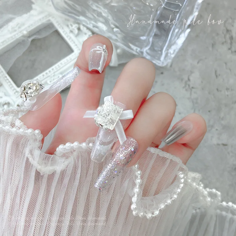 5PCS 3D Organza Ribbon Bow Nail Art Charms Accessories Rhonestones Parts For Nails Decoration Supplies Manicure Decor Material - Image 4