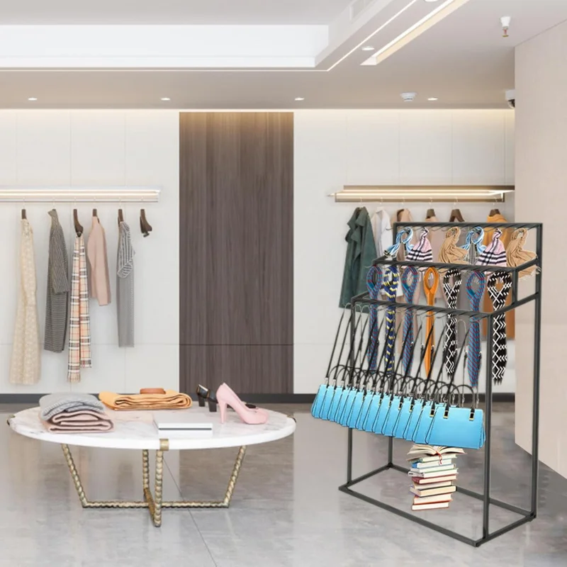 custom.Three Tiers  Floor Standing 72 Hooks Belt Display Rack