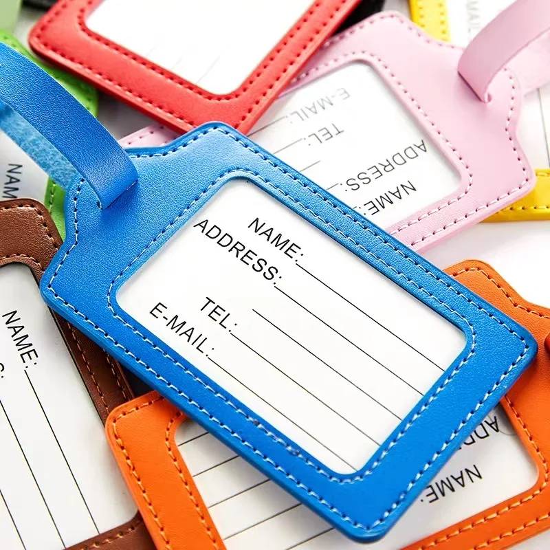 PUレザーフラップバッグ,軽量,プレーン,ソフト,飛行機用,荷物タグ,旅行用アクセサリー,4個,2個