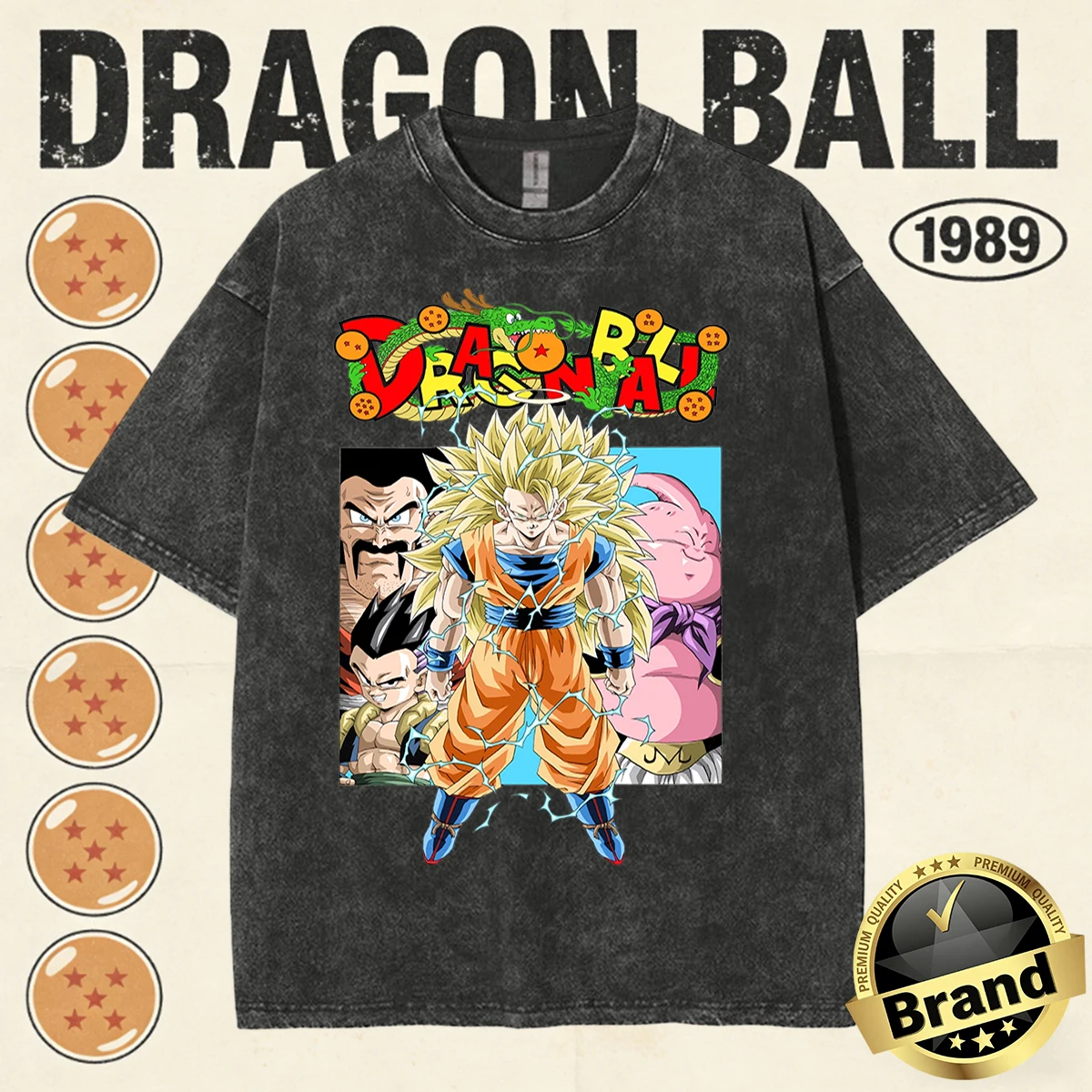 

Мужская футболка «Драгон Болл» 2026 года, летняя, модная, с эффектом потертости, 100% хлопок, винтажная, ретро, с качественным принтом, плотная, для всей семьи