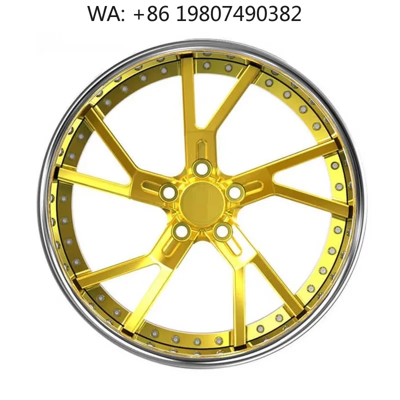 18-26 Inch Gold Center Chrome Lip Forged Wheels Deep Dish Styling Custom Aluminum Alloy Passenger Car Rims