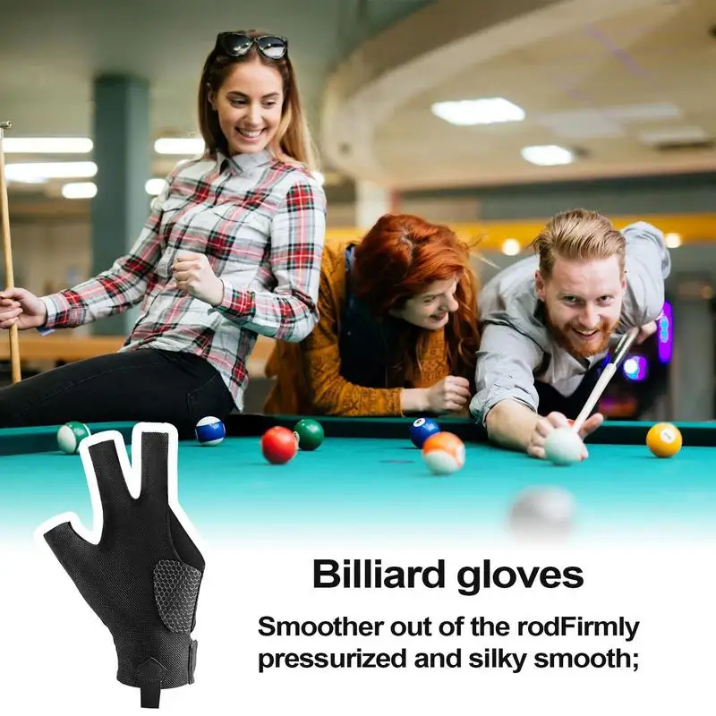 Pool Gloves Three Finger Cue Shooter Pool Gloves Left Gloves For Women & Men Cue Sport Mittens For Practice Billiard Accessories