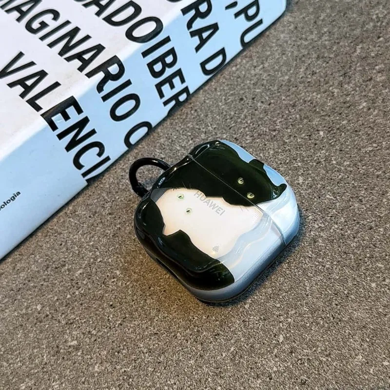 

For Huawei FreeClip 2 FreeBuds 5i 6i SE2 SE3 Cute Grass Dog Black Cat Pattern IMD Earphone Case Couple Dustproof Cover with Ring