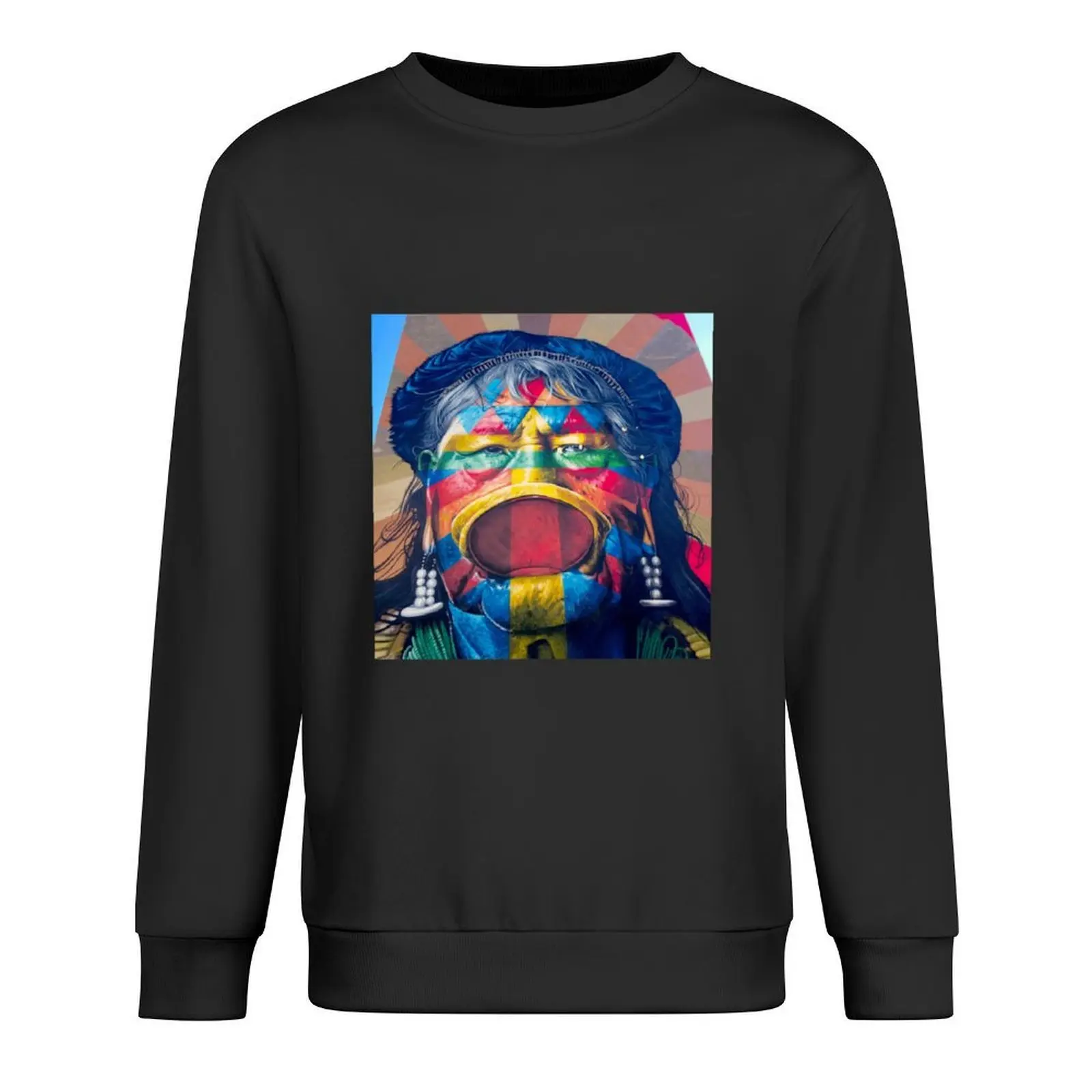 

Last Shaman Raoni, Eduardo Kobra Street Art Piece, Amazon Forest Classic Pullover anime clothing autumn clothes sweatshirts men