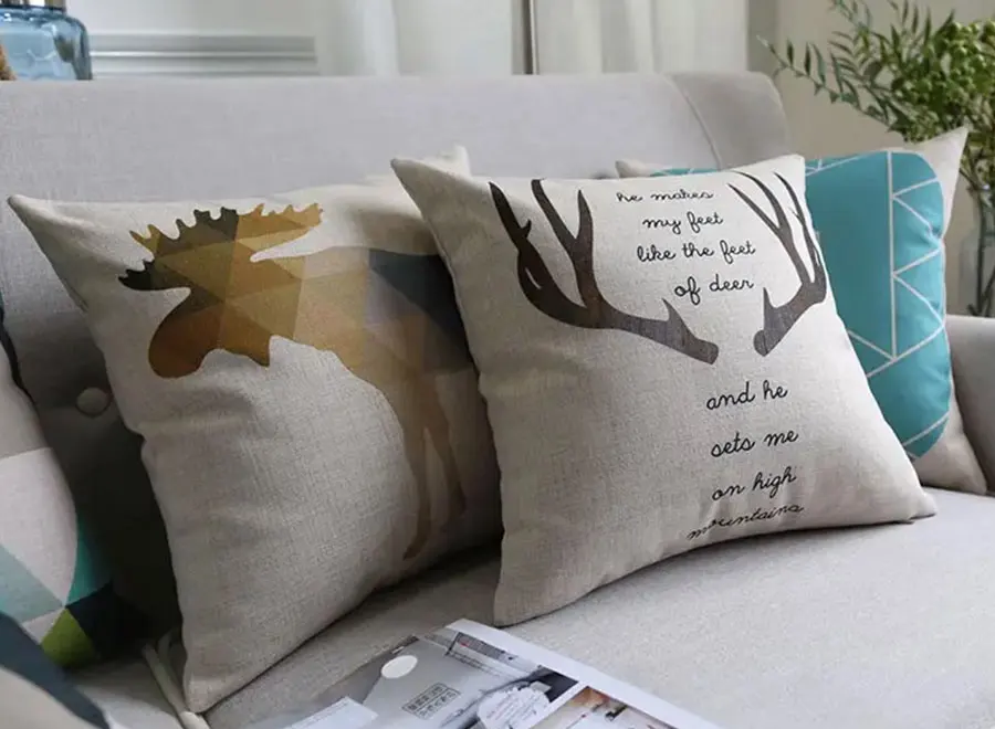 Free Shipping!Nordic geometric square throw pillow/almofadas case 45 53 60 30x50,reindeer deer antler cushion cover home decore