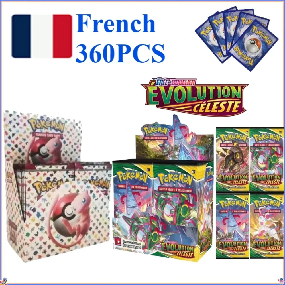 

fun 360Pcs French Pokemon Card ASTRES RADIEUX 151 Obsidian Flames Pokémon Booster Battle Transaction Card Gift for Kid game