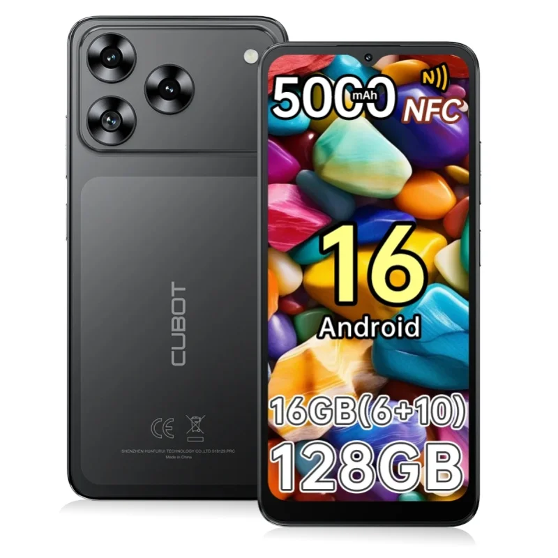 [Versand aus Polen] Cubot Smartphone A50 Android 16 16GB(6+10) RAM+128GB ROM, 6,58-Zoll FHD+ 1080*2408, 60Hz, Dual Nano SIM, 5000mAh Akku, 48MP+16MP, NFC, Gesichtserkennung