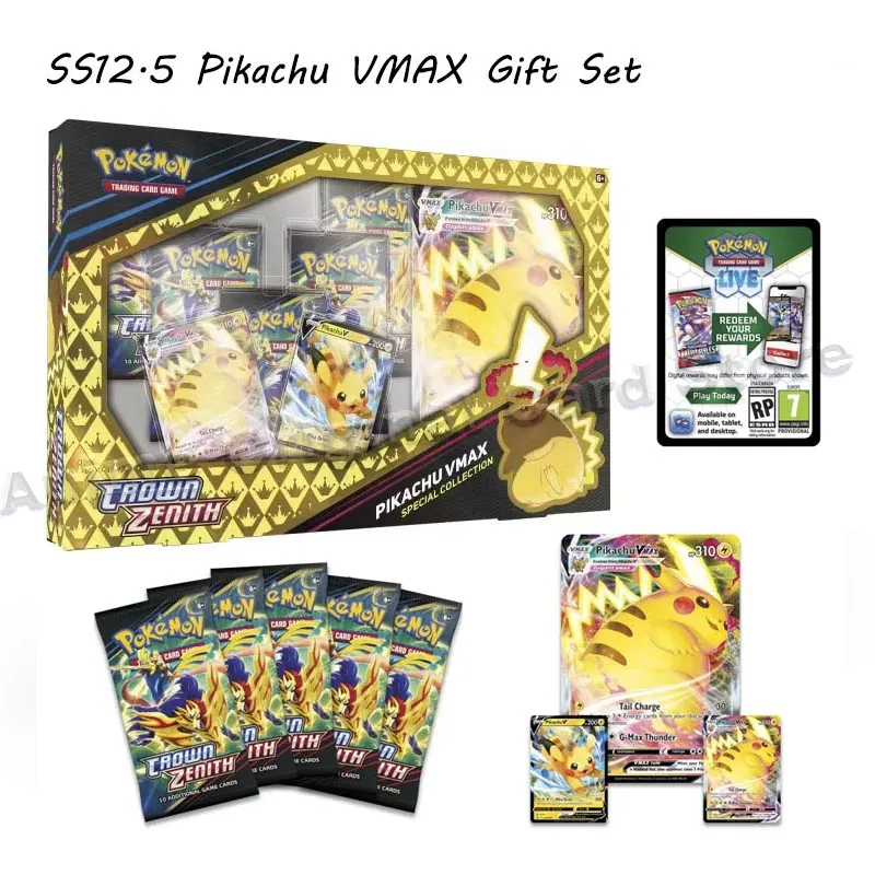 American Edition Original Pokemon SS12.5 Pikachu VMAX SS12.5 Moru Beko PTCG Puzzle Pokemon Gold Pack Card Pad Card Deck Gift Box