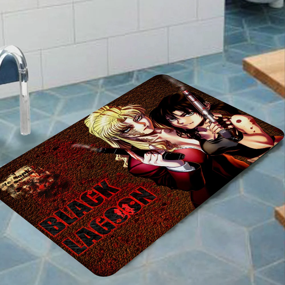 Black Lagoon Room Mats INS Style Soft Bedroom Floor House Laundry Room Mat Anti-skid Household Carpets