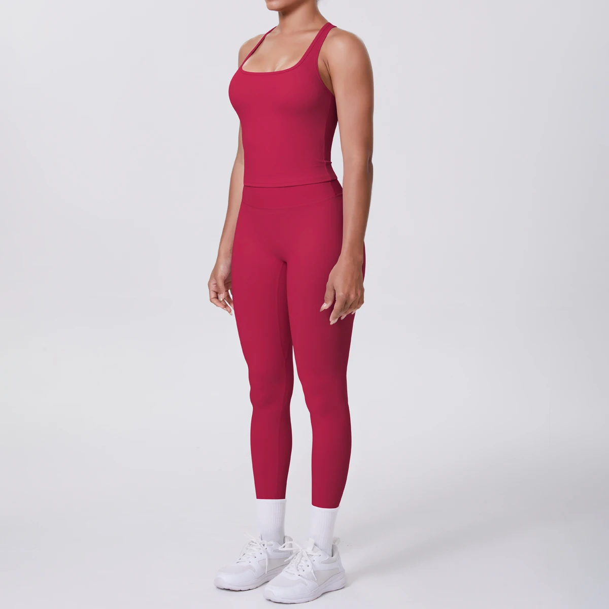 Yoga Top Set Fitness Gym Anzug Training Ärmellose Sport Gym Tops Crossover Zurück Sport Unterwäsche Bauch-steuer Abnehmen – Detail 10