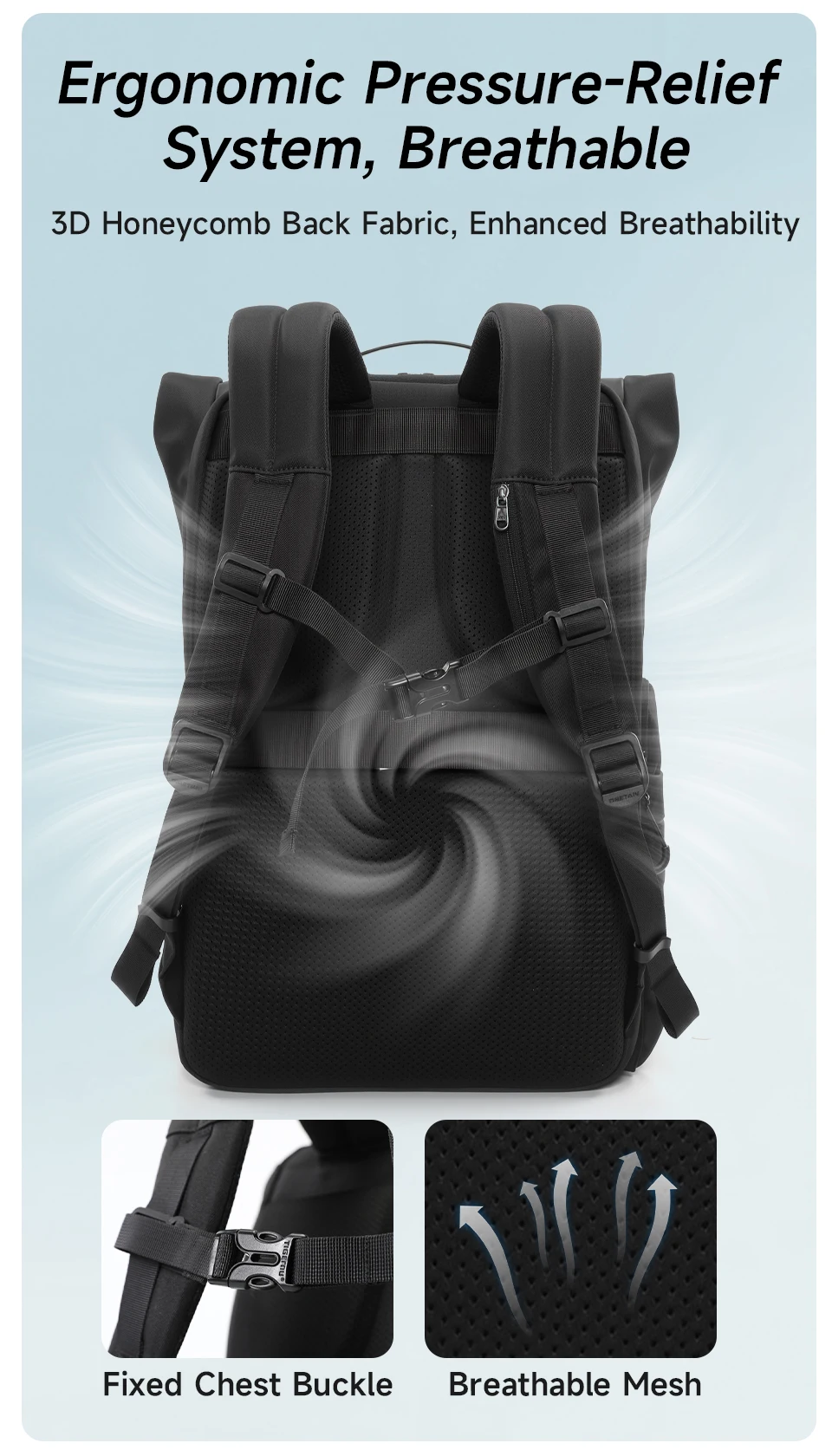 Tigernu Reiserucksack für Herren, TPU, wasserdicht, Rucksack für Herren, erweiterbar, Herrenrucksack, Business-Taschen, Schulrucksack – Detail 12