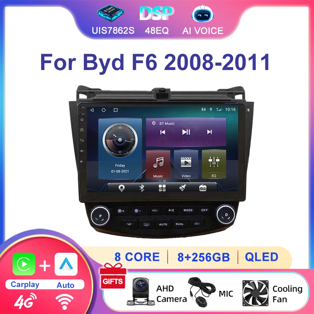 

2 Din BT WIFI 4G RDS 10,1 "IPS экран головное устройство GPS Navi Android автомобильный радиоприемник Carplay стерео мультимедийный плеер для Byd F6 2008-2011
