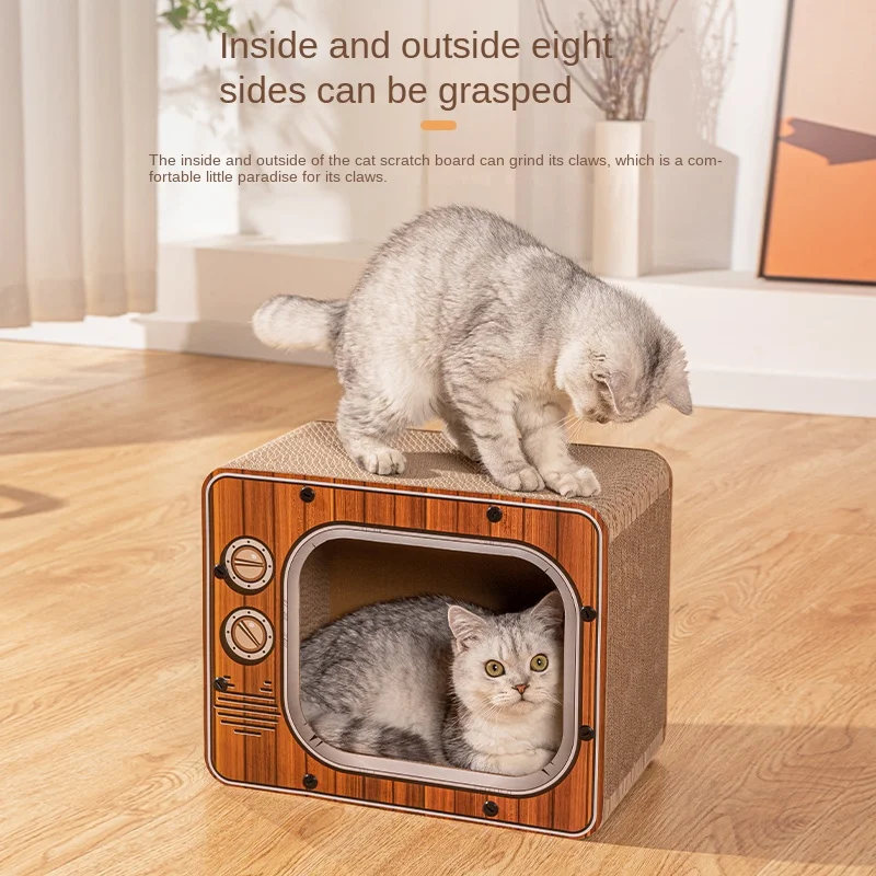 Creative Cat Scratching Board TV Cat Box resistente ai graffi resistente all'usura cartone tridimensionale per animali domestici senza scarti Pet Habitat