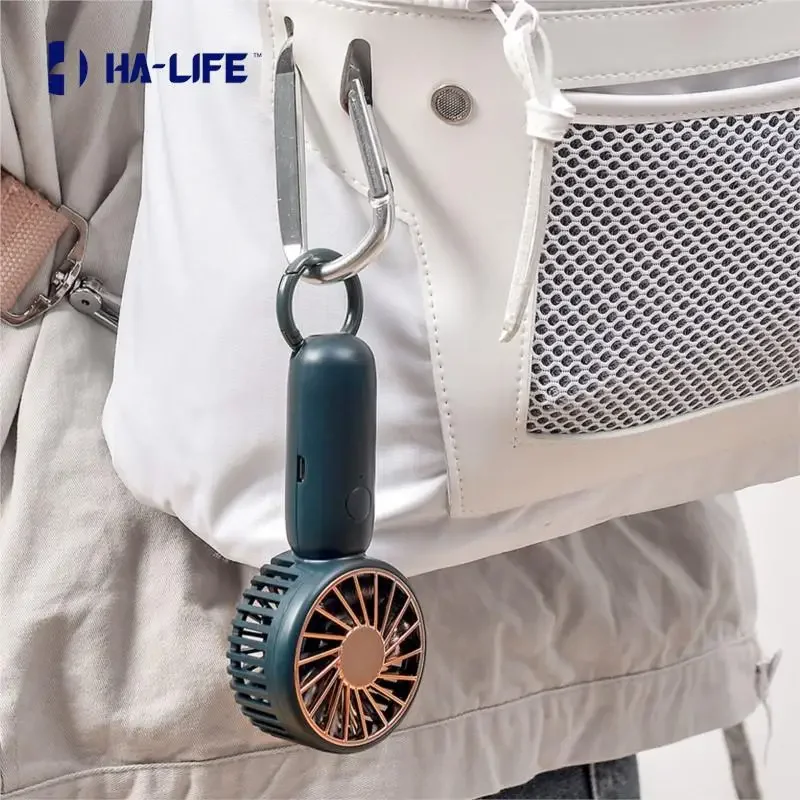 HA-Life Portable Handheld Mini USB Charging Pocket Fan - 2022 New Fashion Carabiner Super Wind Outdoor Fan