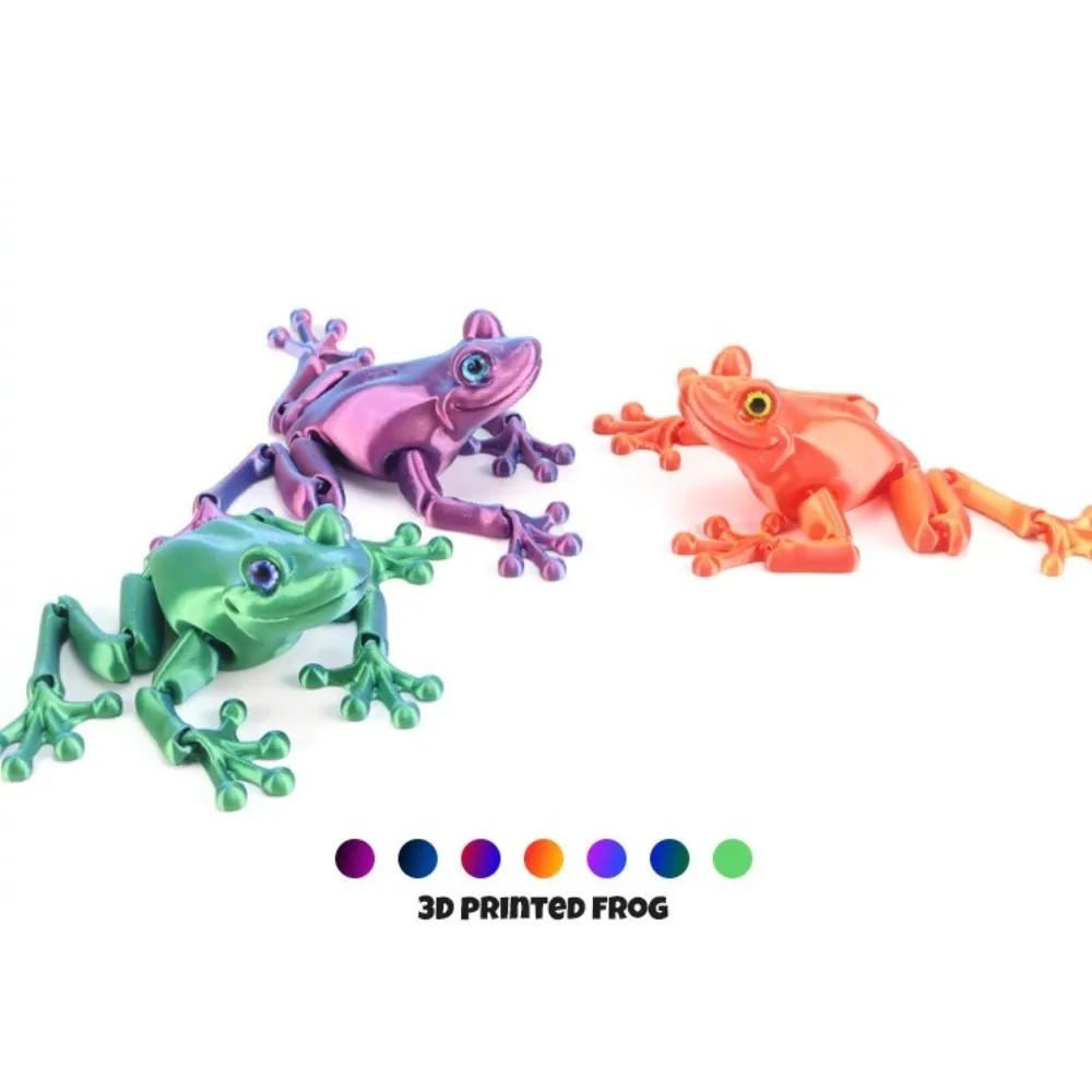 3D Printing Frog Figures Animal Toys Multi-joint Movable Simulation Eyes for Home Accessories Kids Gift Living Room Decoration