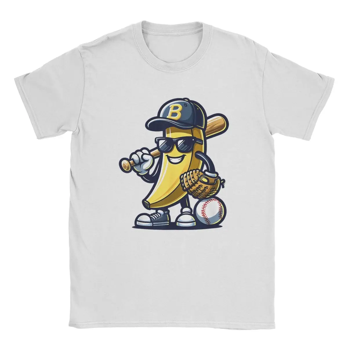 Banana Playing Baseball Fruit Lover Men T Shirts Savannah Vintage Tees Short Sleeve Crewneck T-Shirts Cotton Gift Idea Clothing