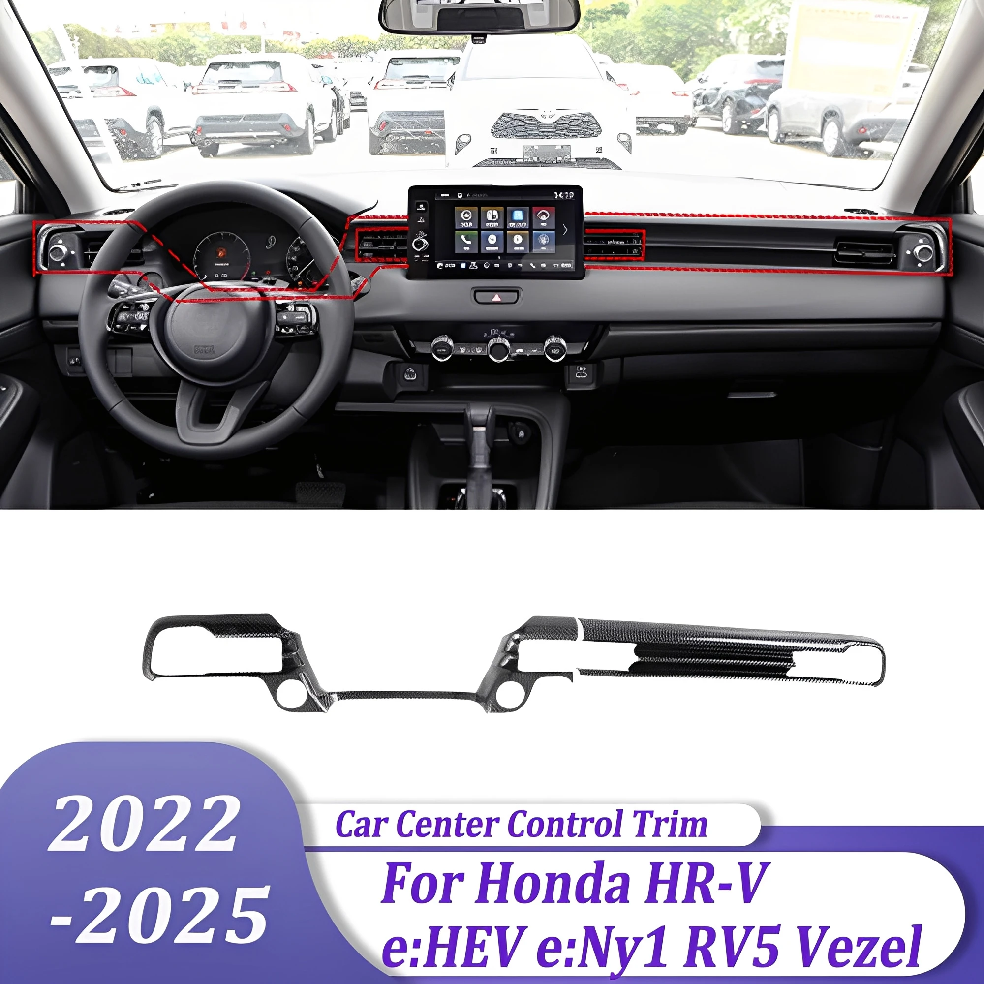 

Накладка консоли, накладка на приборную полоску, Стайлинг автомобиля, автоаксессуары для Honda HR-V e:HEV e:Ny1 RV5 Vezel 2022 2023 2024 2025