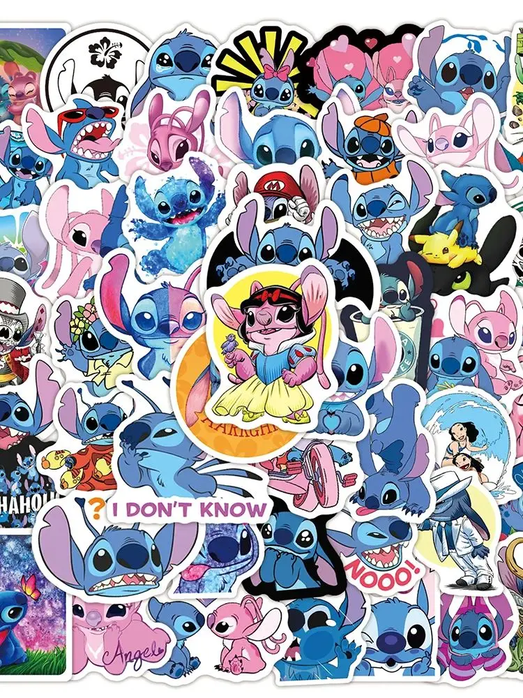 50/100 szt. Urocze naklejki Stitch do scrapbookingu, na butelkę z wodą, telefon, laptop, notatnik, bagaż, DIY, kreskówkowe naklejki winylowe, prezent dla dzieci, zabawka — 2