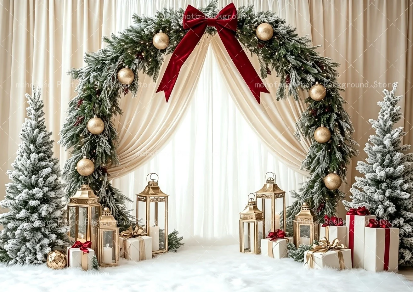 Mehofond Luxury Christmas Gentle Photography Background Xmas Tree Blanket Curtain Candle Gift Box Kids Portrait Photo Studio