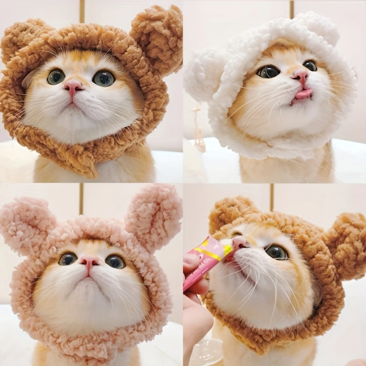 

1pc Adorable Bear Hat for Pets - Adjustable Size for Neck Circumference 11-13.7'' - Perfect for Dogs and Cats - Cute and Comfort