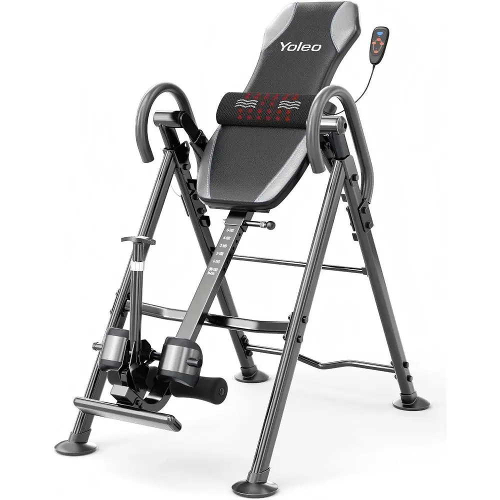 YOLEO Gravity Inversion Table or Back Pain Relie 2026 New Inversion Table | Back Stretcher hine w/ Heat and Massage Lumbar pad,