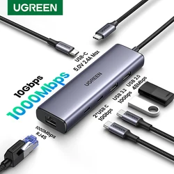 UGREEN 10Gbps USB C HUB Ethernet Adapter 1000Mbps USB RJ45 HUB for Laptop Macbook WIndows Accessories Network Adapter USB3.2 HUB