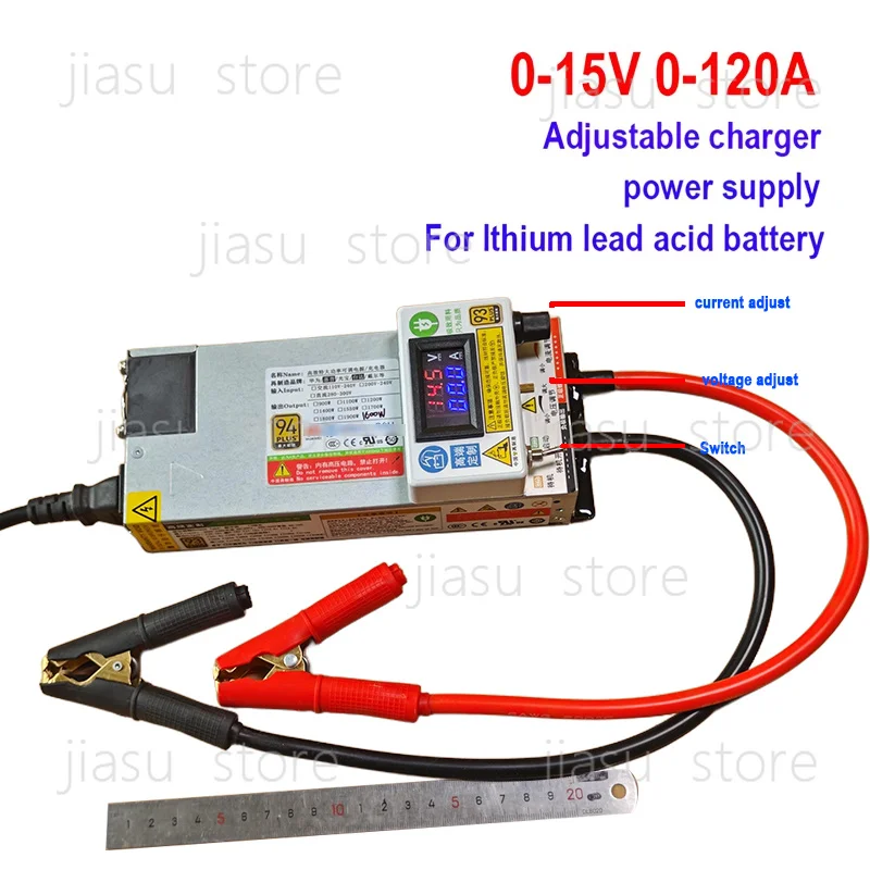 14.6V 120A 3-15V 3-62A 12V 100A 50A Adjustable Charger 12.6V 60A 3.65V For 18650 LTO Lipo Lifepo4 Battery  Automotive Programmin