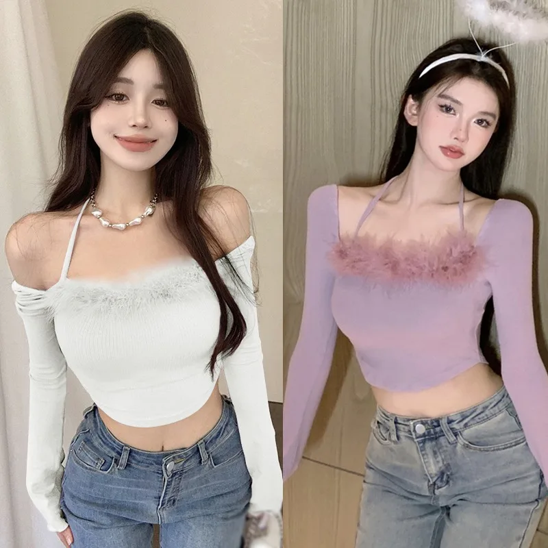 Women\'s Sweater Irregular Expose Navel Knitted Spring Woman clothes tops woman 2024 korean reviews many clothes