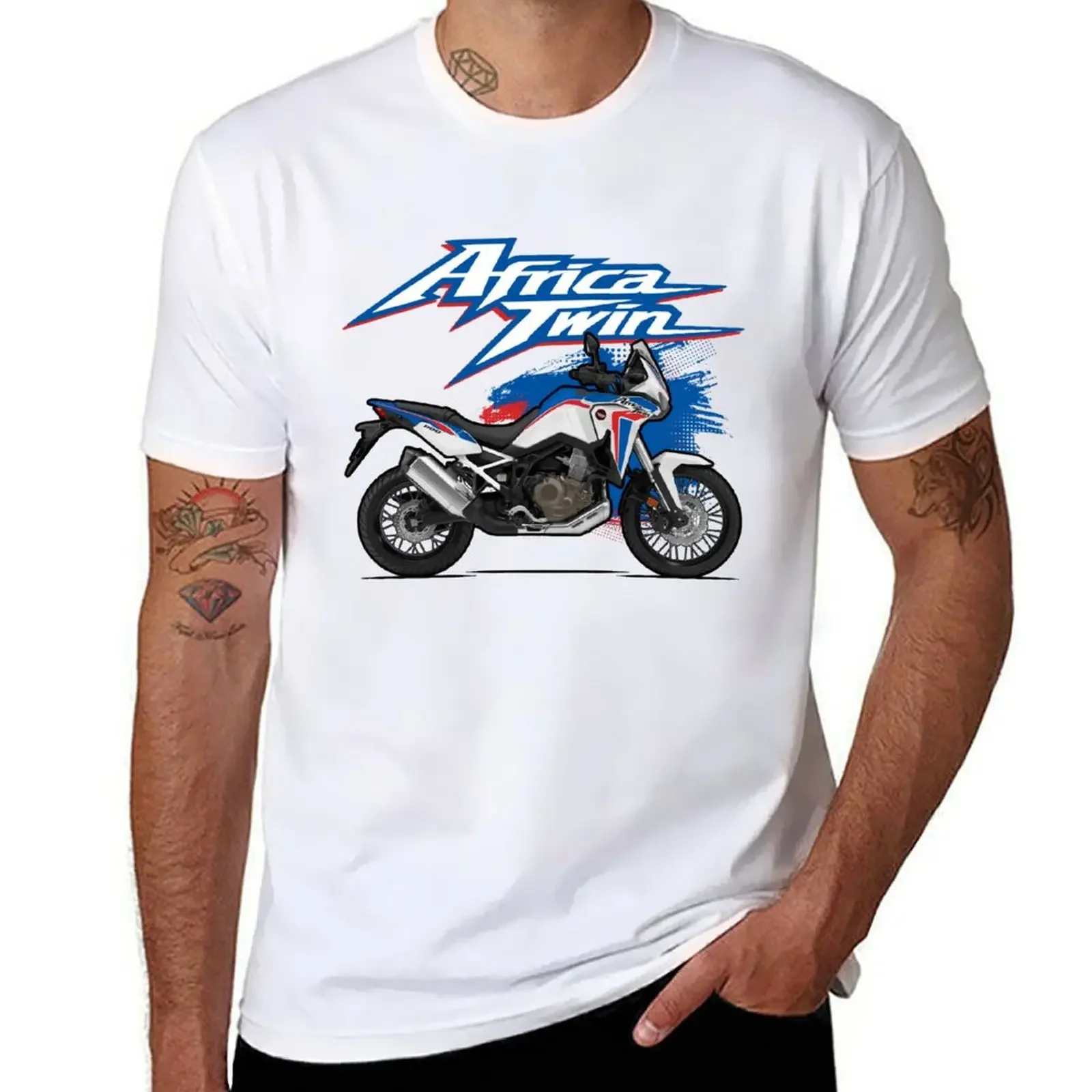 Men Africa CRF Twin 1100L T Shirts Harajuku Oversized Graphic Clothing Summer Tees Japanese Motorcycle Unisex High Quality Tops