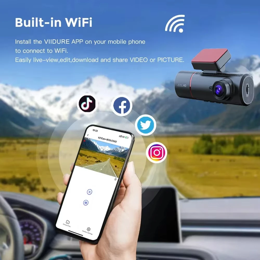 كاميرا داش 4K 3 قنوات، نظام تحديد المواقع المدمج واي فاي 5 جيجا هرتز مع بطاقة 64 جيجا بايت 2160P + 1080P + 1080P كاميرا سيارة ثلاثية أمامية وخلفية داخلية مع 3
