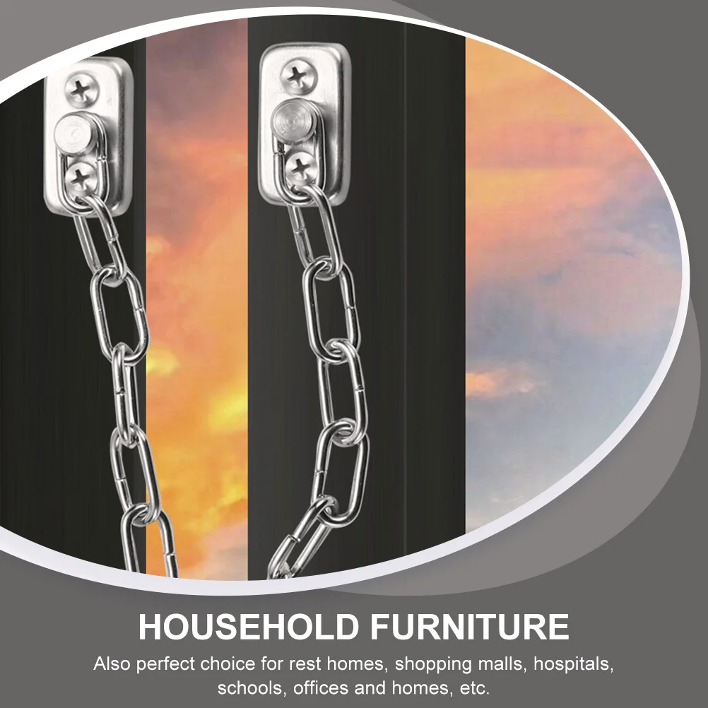 

2pcs Stainless Steel Window Limiter Locks Heavy Duty Security For Sliding Glass Doors Patio Safety Chain Latch Anti-Theft