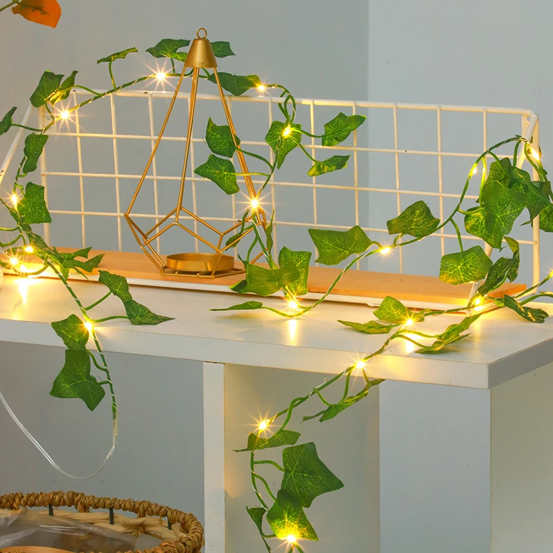 

2/5/10m LED Fairy Artificial Leaves String Lights Battery Power Wedding Party Garland Outdoor Garden Room Ramadan Decoration